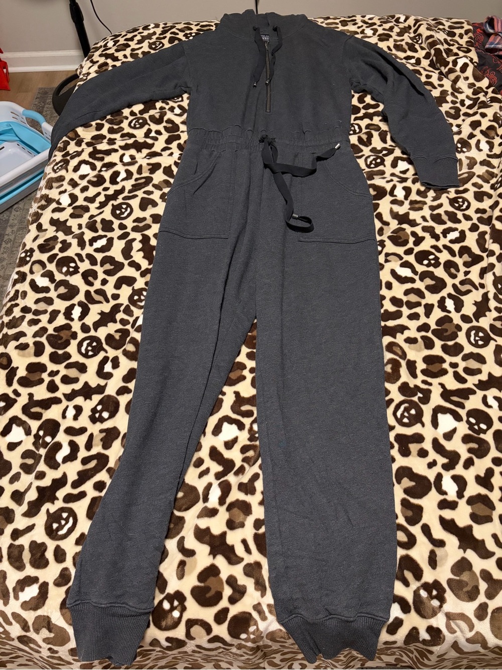 American Eagle Drawstring Hooded Jumpsuit - Charcoal